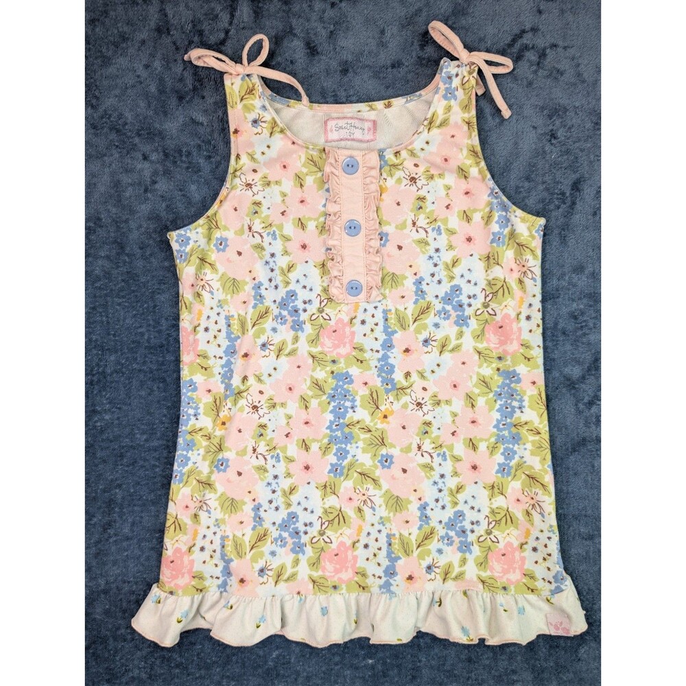Sweet Honey Sleeveless Ruffle Top Size 10Y Pink/Blue